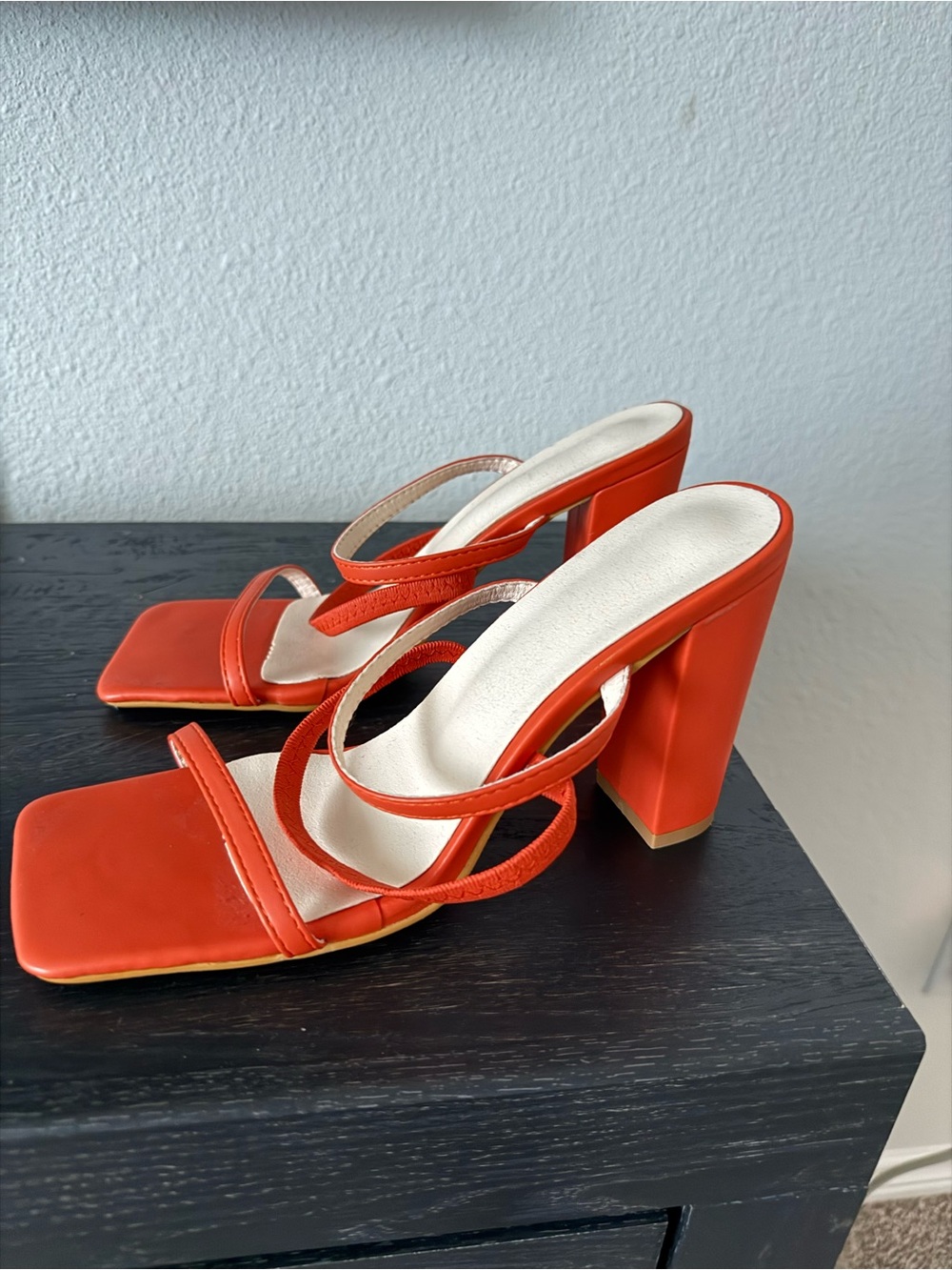 Women's Strappy Block Heel Sandals in Vibrant Orange